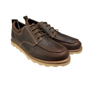 Old West Moc Toe Oxford Shoes Men 11 EE Brown Leather Lace Up Casual Comfort NWD